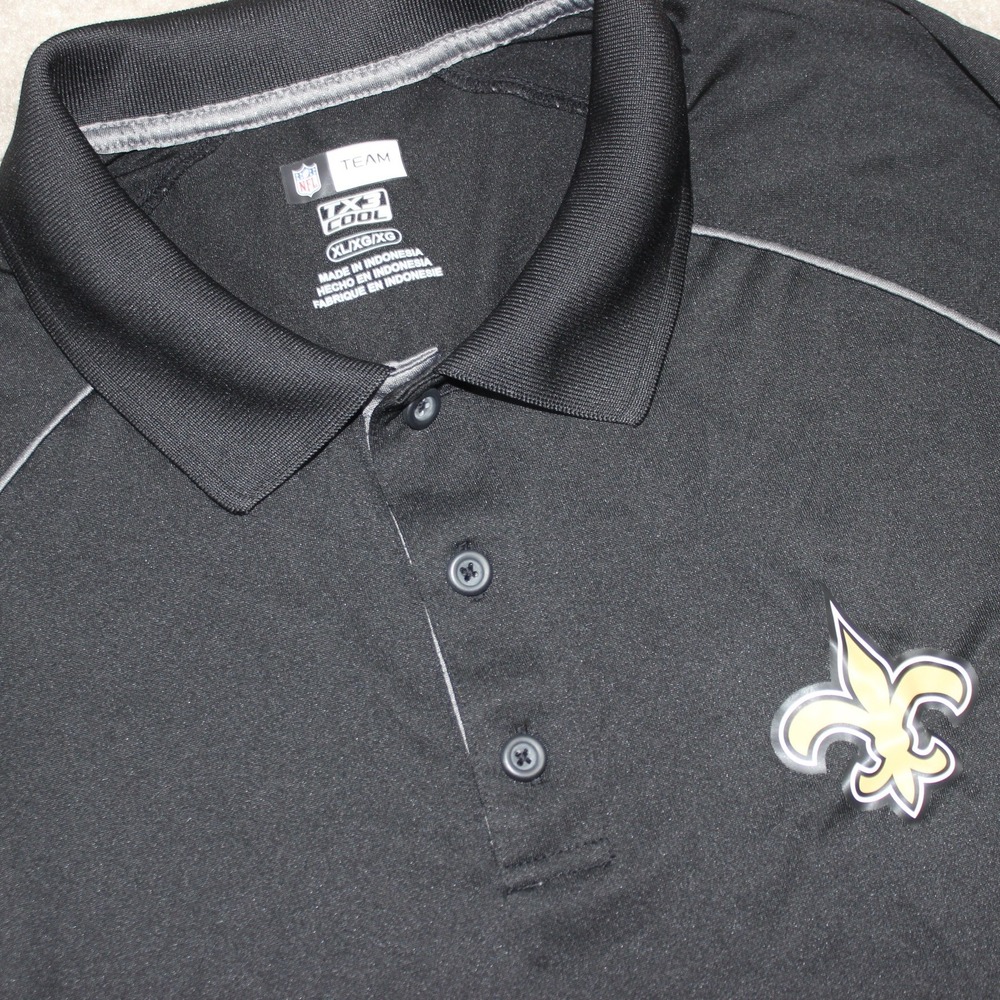 NFL Team Apparel New Orleans Saints Polo Shirt Men XL Black TX3 Cool Performance